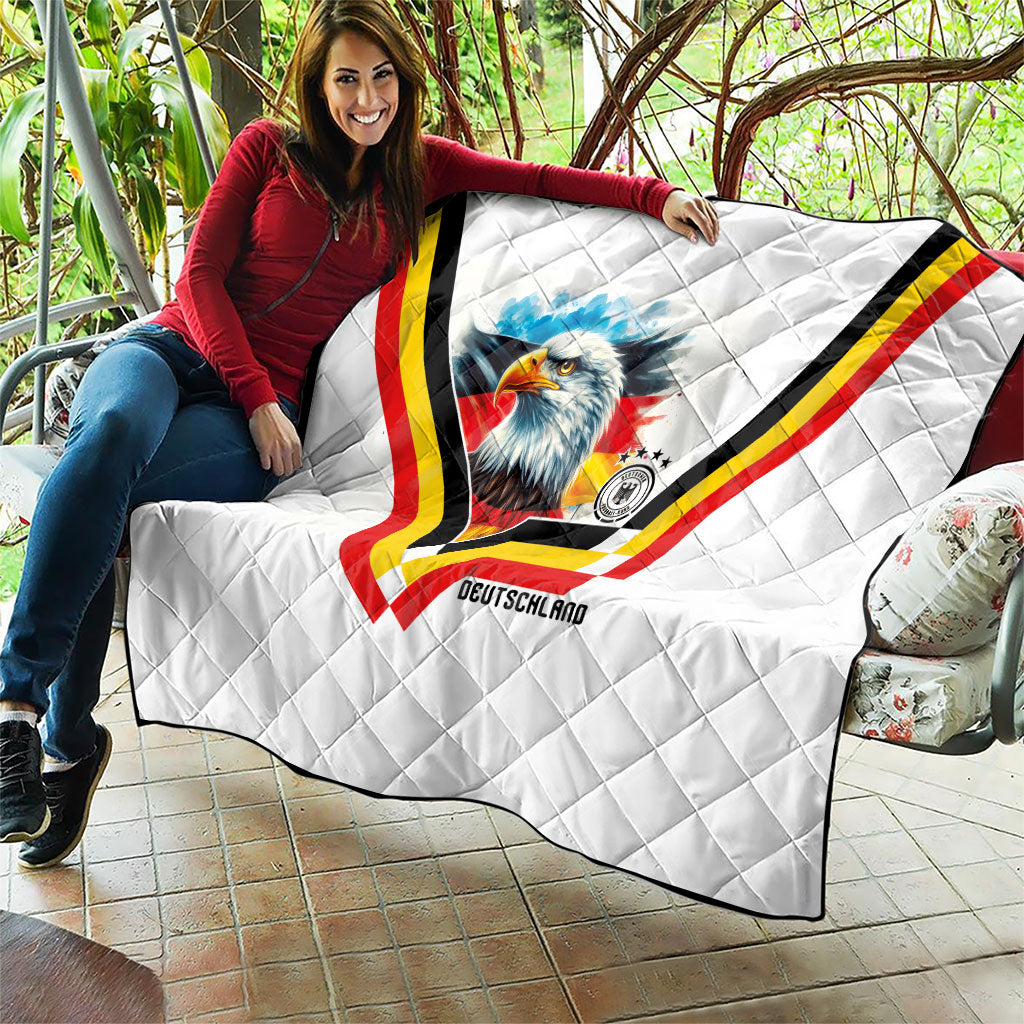 Germany National Football Quilt Deutschland Eagle Watercolor Splash Geometric Flag Stripe Pattern Art