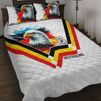Germany National Football Quilt Bed Set Deutschland Eagle Watercolor Splash Geometric Flag Stripe Pattern Art