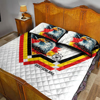 Germany National Football Quilt Bed Set Deutschland Eagle Watercolor Splash Geometric Flag Stripe Pattern Art