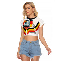 Custom Germany National Football Raglan Cropped T Shirt Deutschland Eagle Watercolor Splash Geometric Flag Stripe Pattern Art