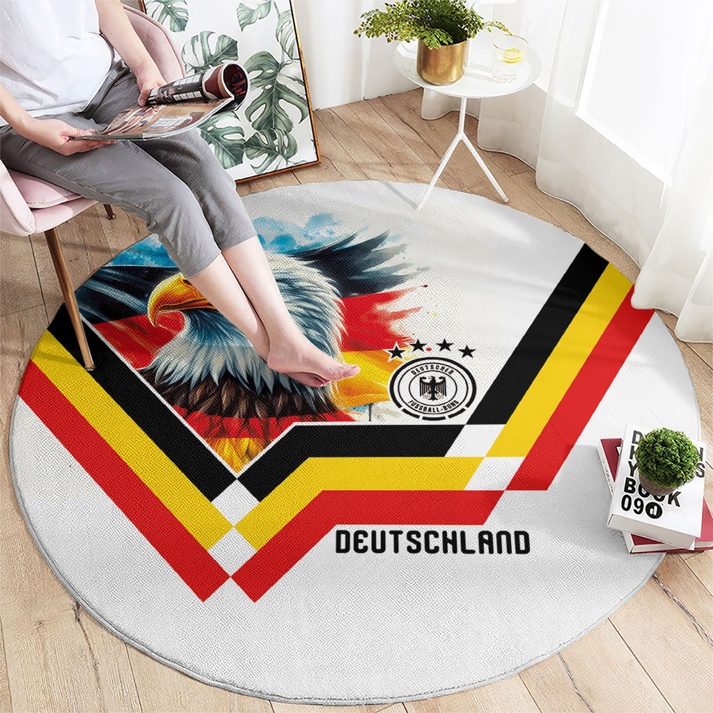 Germany National Football Round Carpet Deutschland Eagle Watercolor Splash Geometric Flag Stripe Pattern Art