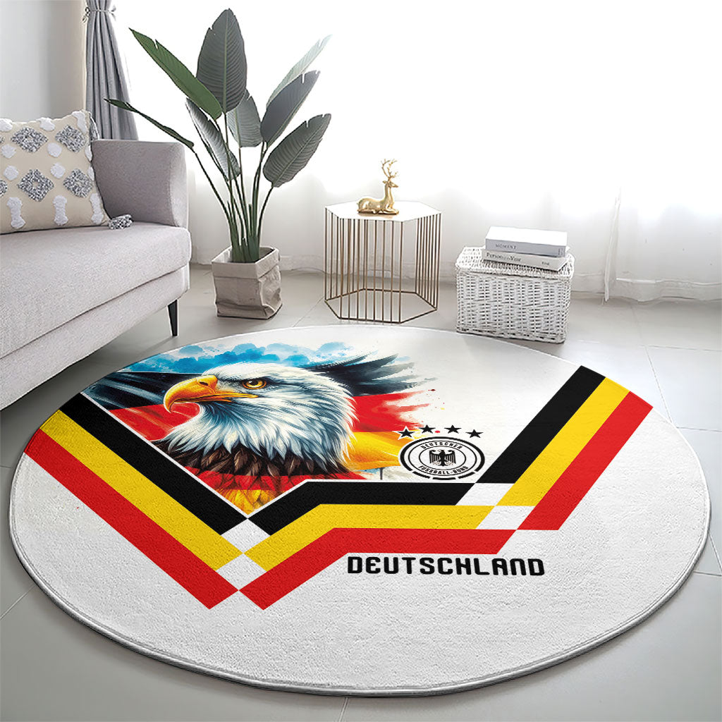 Germany National Football Round Carpet Deutschland Eagle Watercolor Splash Geometric Flag Stripe Pattern Art
