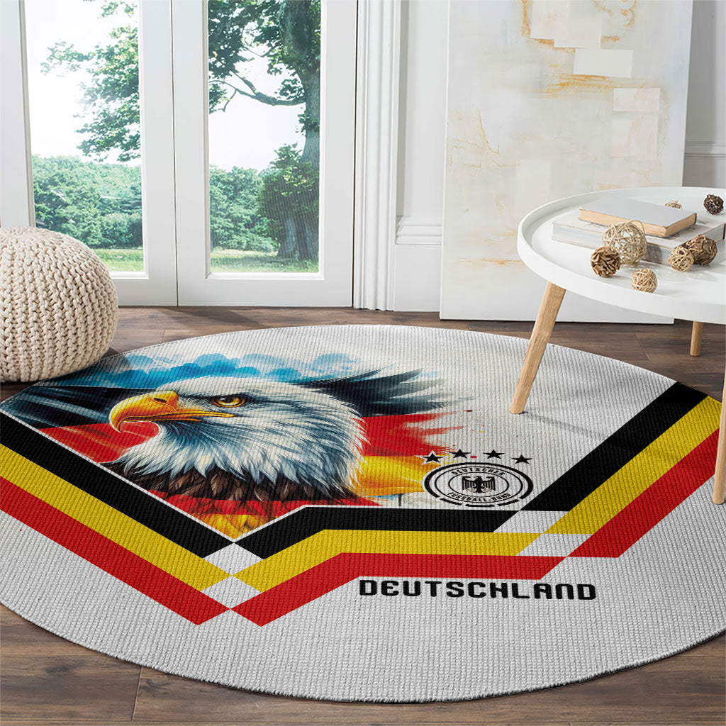Germany National Football Round Carpet Deutschland Eagle Watercolor Splash Geometric Flag Stripe Pattern Art
