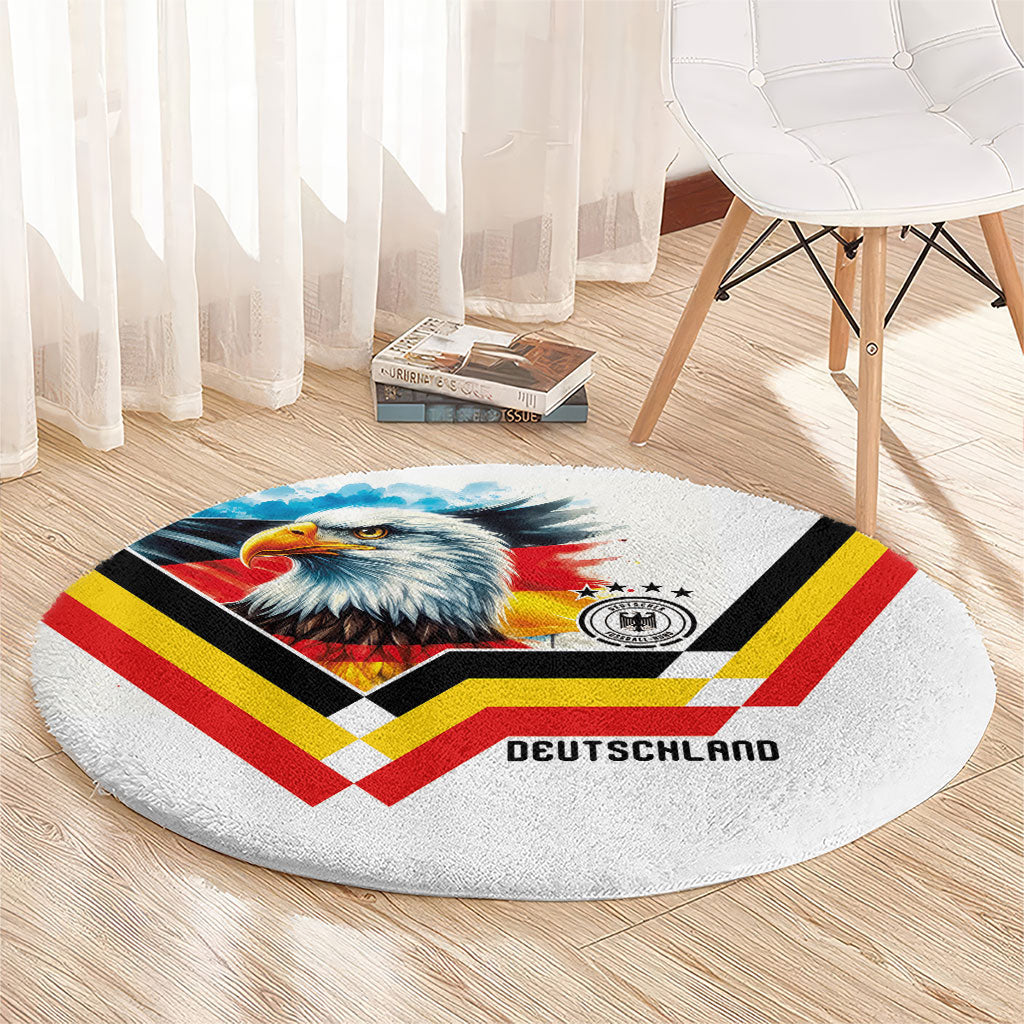 Germany National Football Round Carpet Deutschland Eagle Watercolor Splash Geometric Flag Stripe Pattern Art