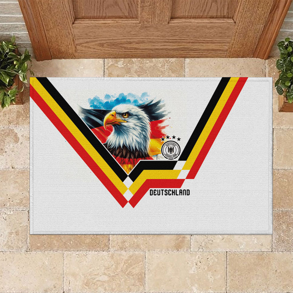 Germany National Football Rubber Doormat Deutschland Eagle Watercolor Splash Geometric Flag Stripe Pattern Art