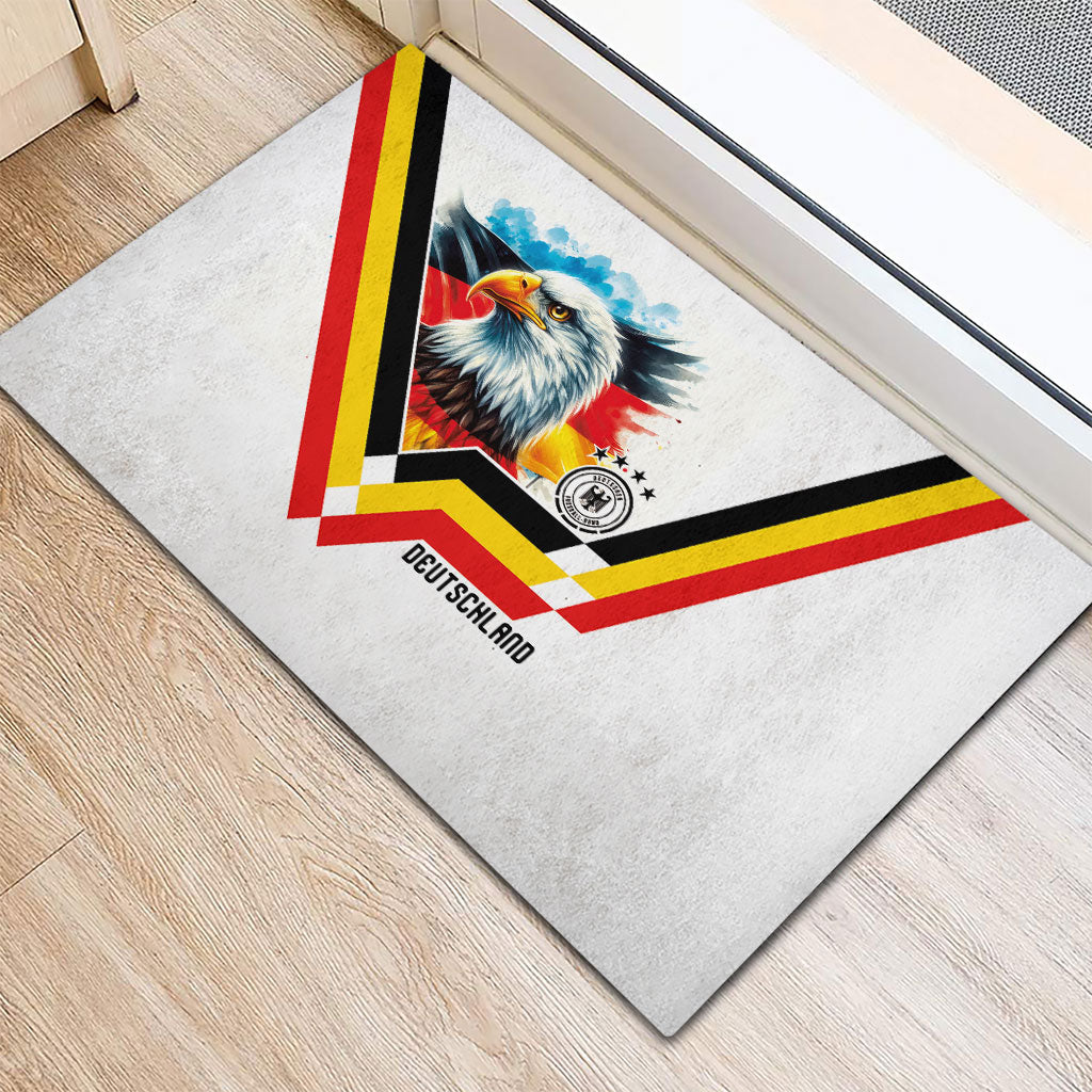 Germany National Football Rubber Doormat Deutschland Eagle Watercolor Splash Geometric Flag Stripe Pattern Art