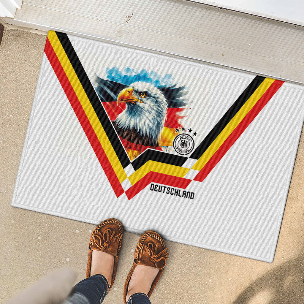 Germany National Football Rubber Doormat Deutschland Eagle Watercolor Splash Geometric Flag Stripe Pattern Art