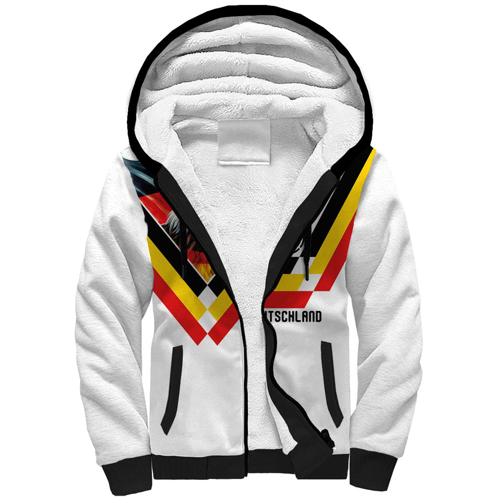 Custom Germany National Football Sherpa Hoodie Deutschland Eagle Watercolor Splash Geometric Flag Stripe Pattern Art