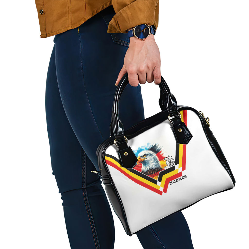 Germany National Football Shoulder Handbag Deutschland Eagle Watercolor Splash Geometric Flag Stripe Pattern Art