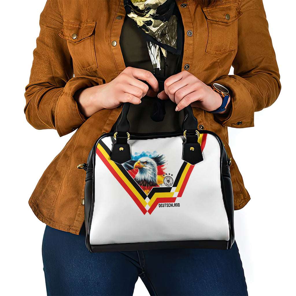 Germany National Football Shoulder Handbag Deutschland Eagle Watercolor Splash Geometric Flag Stripe Pattern Art