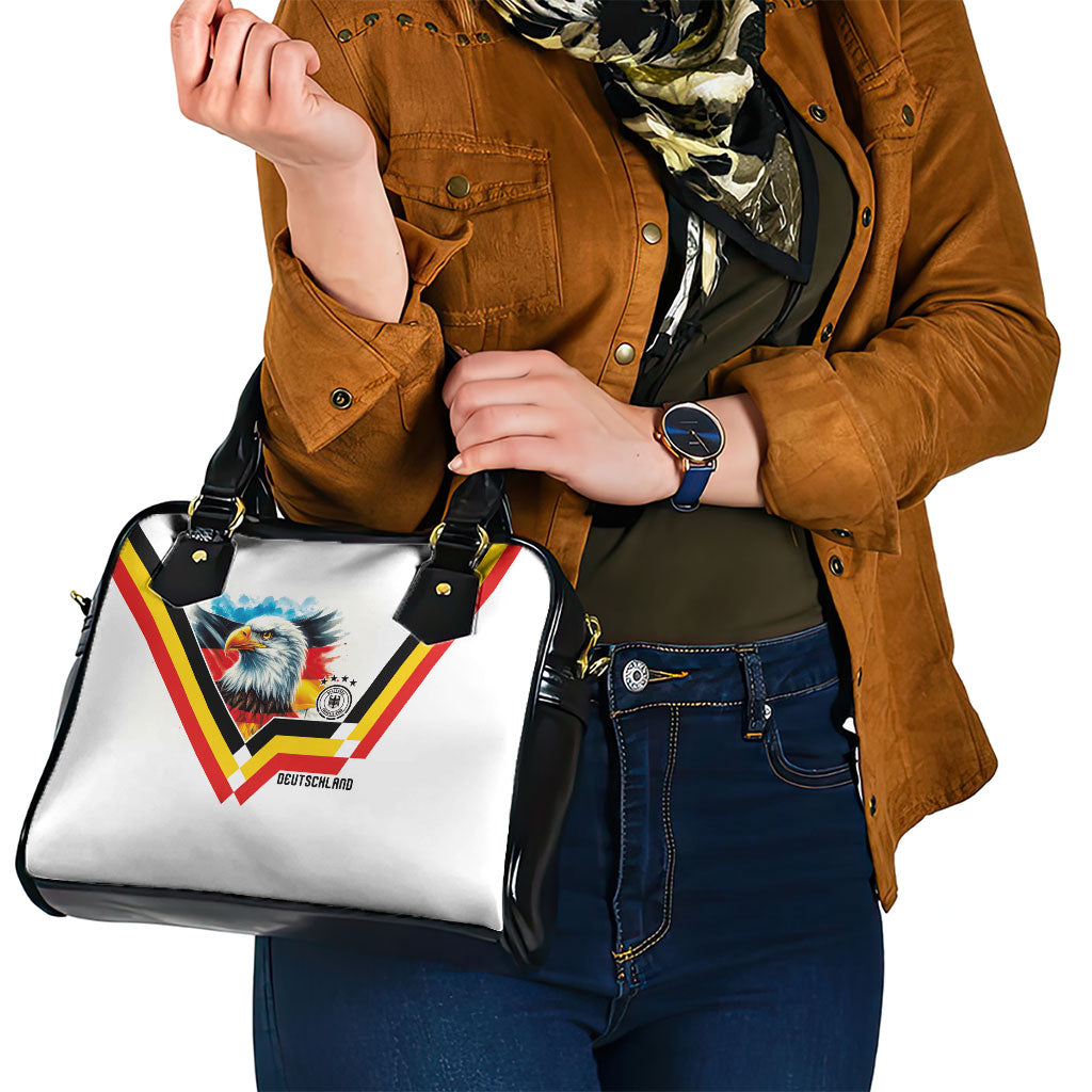 Germany National Football Shoulder Handbag Deutschland Eagle Watercolor Splash Geometric Flag Stripe Pattern Art