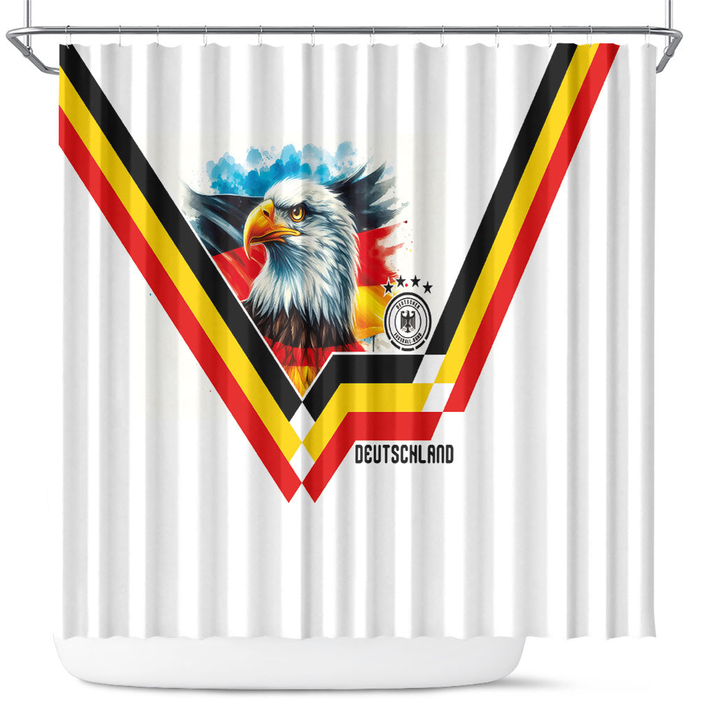 Germany National Football Shower Curtain Deutschland Eagle Watercolor Splash Geometric Flag Stripe Pattern Art