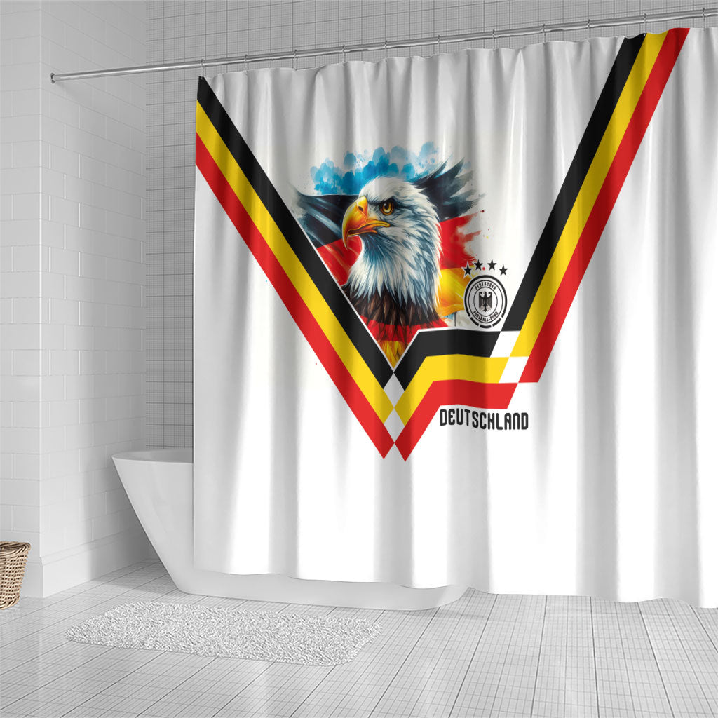 Germany National Football Shower Curtain Deutschland Eagle Watercolor Splash Geometric Flag Stripe Pattern Art
