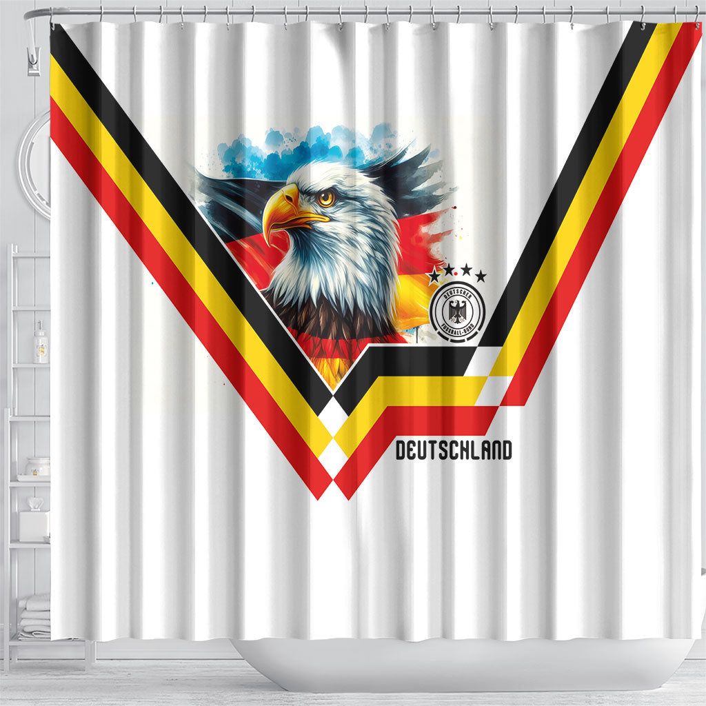 Germany National Football Shower Curtain Deutschland Eagle Watercolor Splash Geometric Flag Stripe Pattern Art