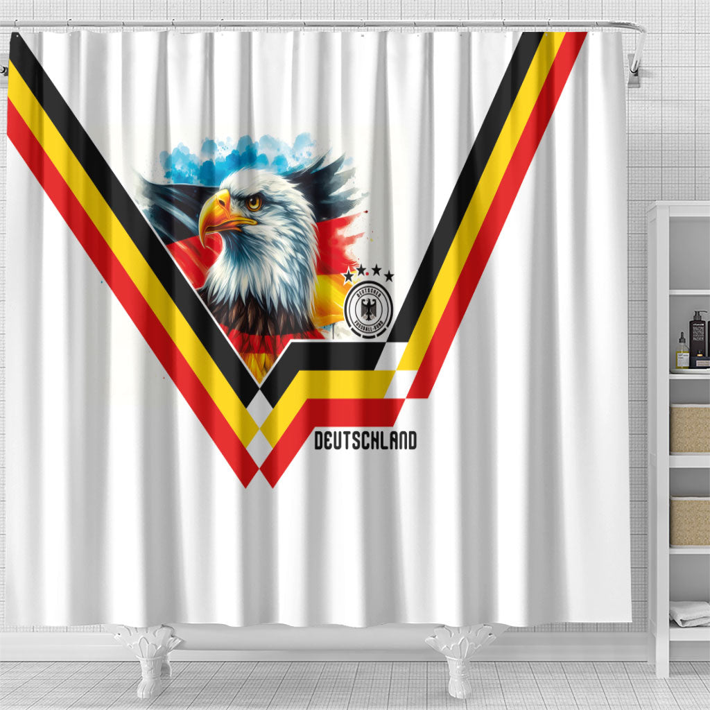Germany National Football Shower Curtain Deutschland Eagle Watercolor Splash Geometric Flag Stripe Pattern Art