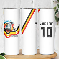 Custom Germany National Football Skinny Tumbler Deutschland Eagle Watercolor Splash Geometric Flag Stripe Pattern Art