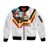 Custom Germany National Football Sleeve Zip Bomber Jacket Deutschland Eagle Watercolor Splash Geometric Flag Stripe Pattern Art