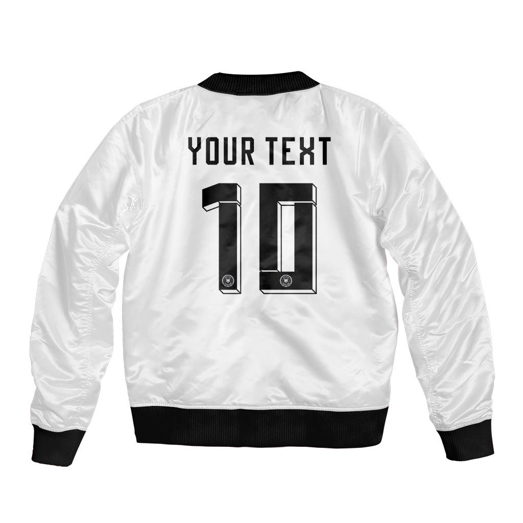 Custom Germany National Football Sleeve Zip Bomber Jacket Deutschland Eagle Watercolor Splash Geometric Flag Stripe Pattern Art