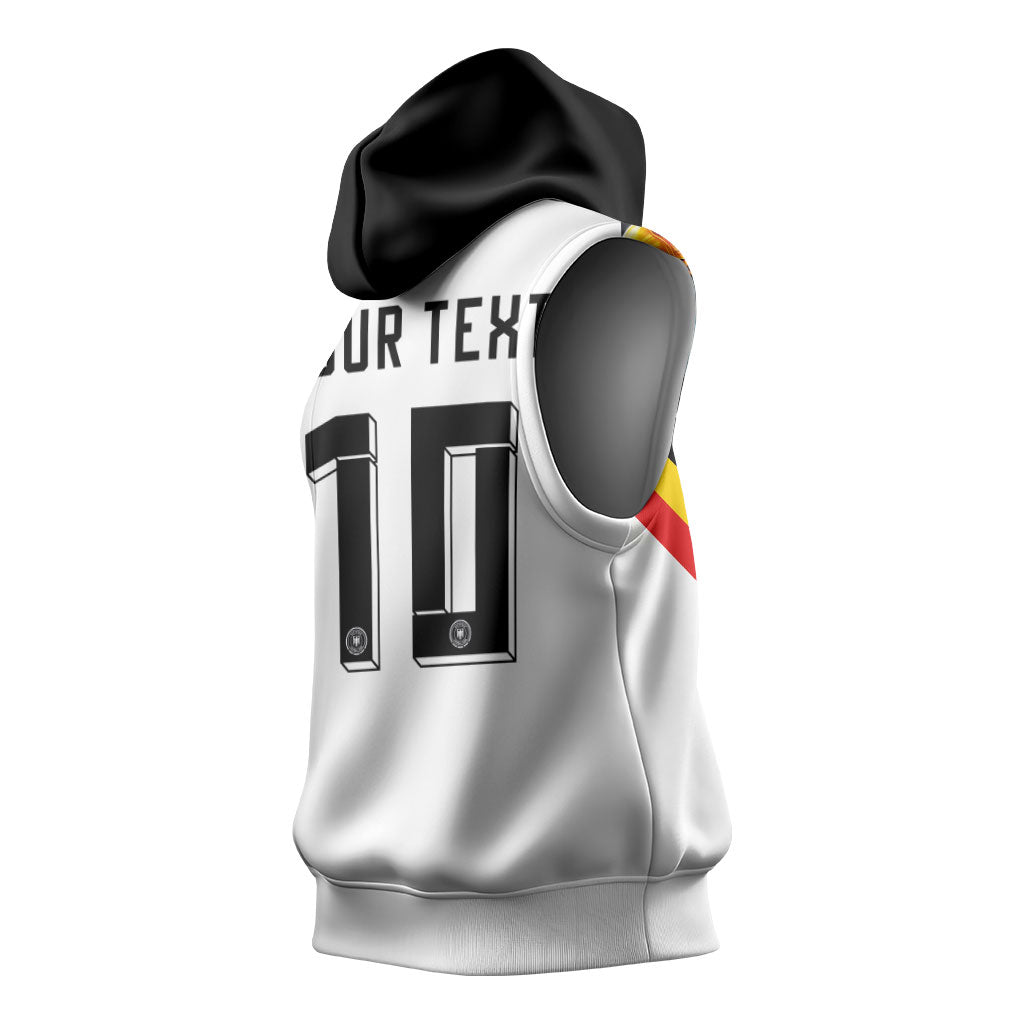 Custom Germany National Football Sleeveless Hoodie Deutschland Eagle Watercolor Splash Geometric Flag Stripe Pattern Art