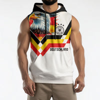 Custom Germany National Football Sleeveless Hoodie Deutschland Eagle Watercolor Splash Geometric Flag Stripe Pattern Art
