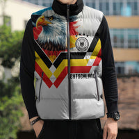 Custom Germany National Football Sleeveless Puffer Jacket Deutschland Eagle Watercolor Splash Geometric Flag Stripe Pattern Art