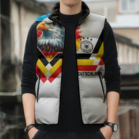 Custom Germany National Football Sleeveless Puffer Jacket Deutschland Eagle Watercolor Splash Geometric Flag Stripe Pattern Art