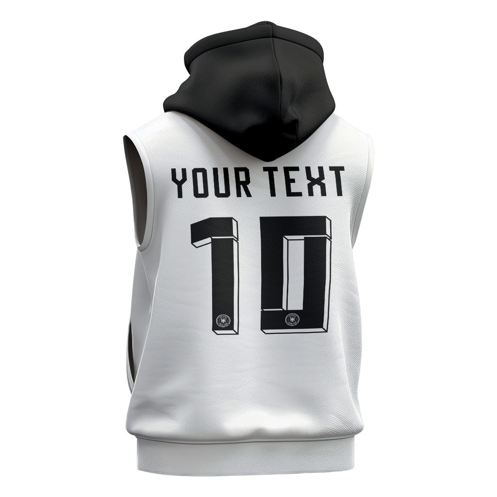 Custom Germany National Football Sleeveless Zip Hoodie Deutschland Eagle Watercolor Splash Geometric Flag Stripe Pattern Art
