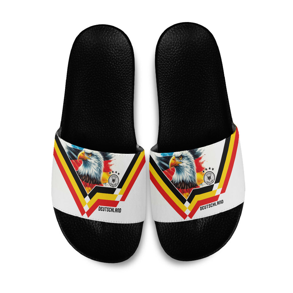 Germany National Football Slide Sandals Deutschland Eagle Watercolor Splash Geometric Flag Stripe Pattern Art