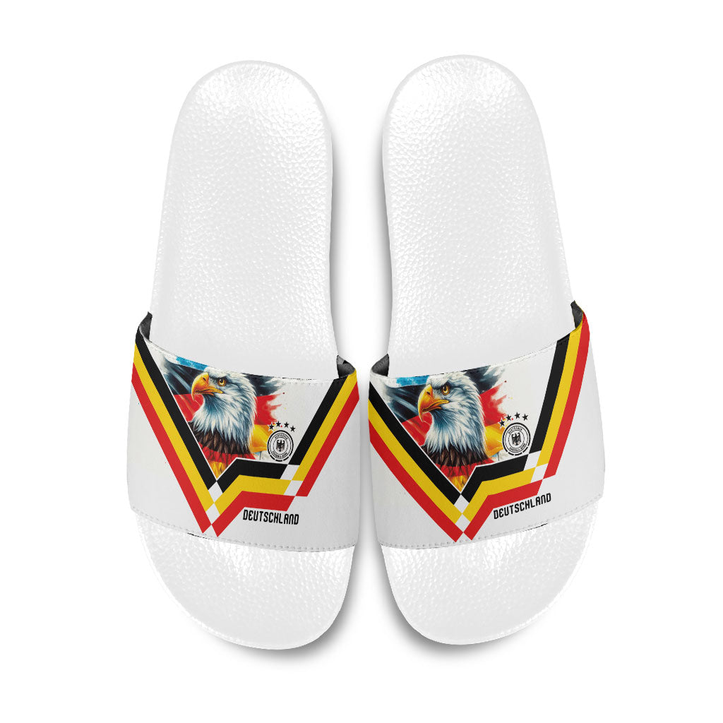 Germany National Football Slide Sandals Deutschland Eagle Watercolor Splash Geometric Flag Stripe Pattern Art