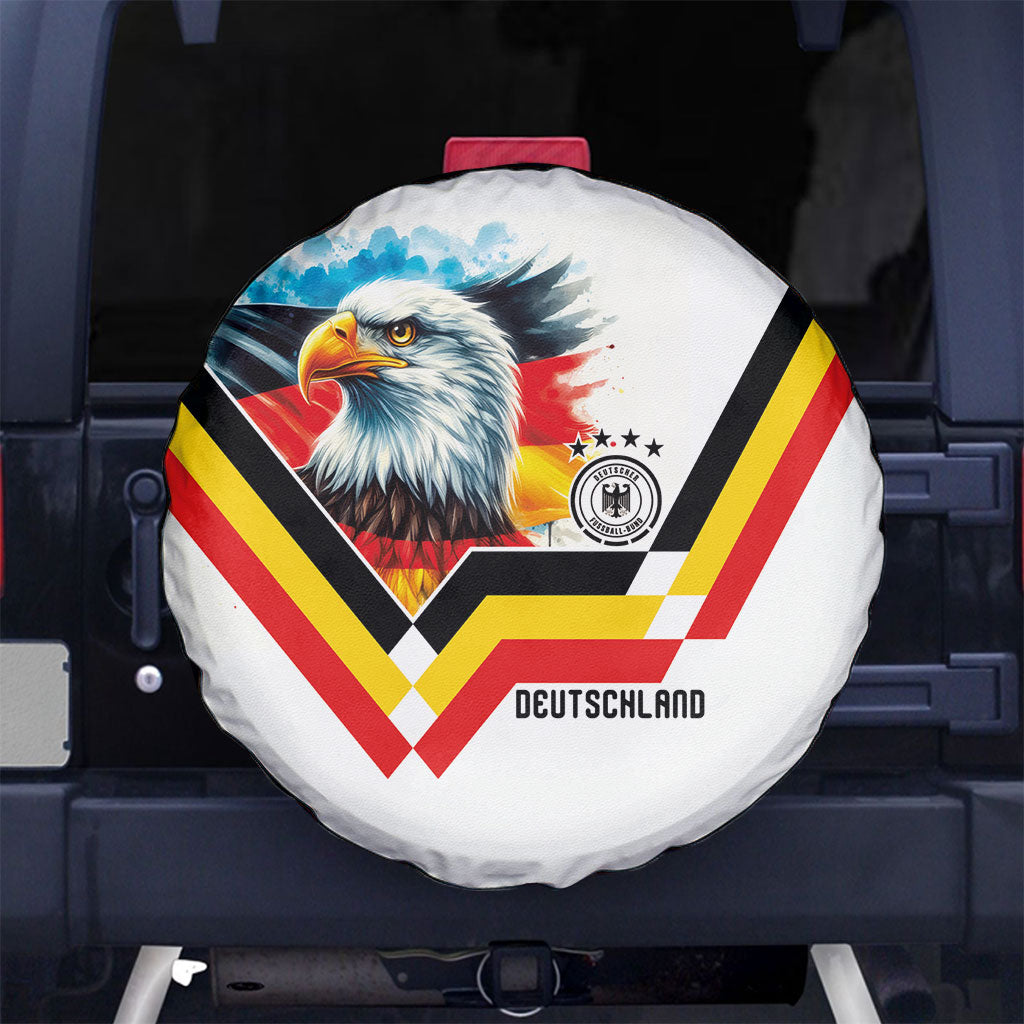Germany National Football Spare Tire Cover Deutschland Eagle Watercolor Splash Geometric Flag Stripe Pattern Art