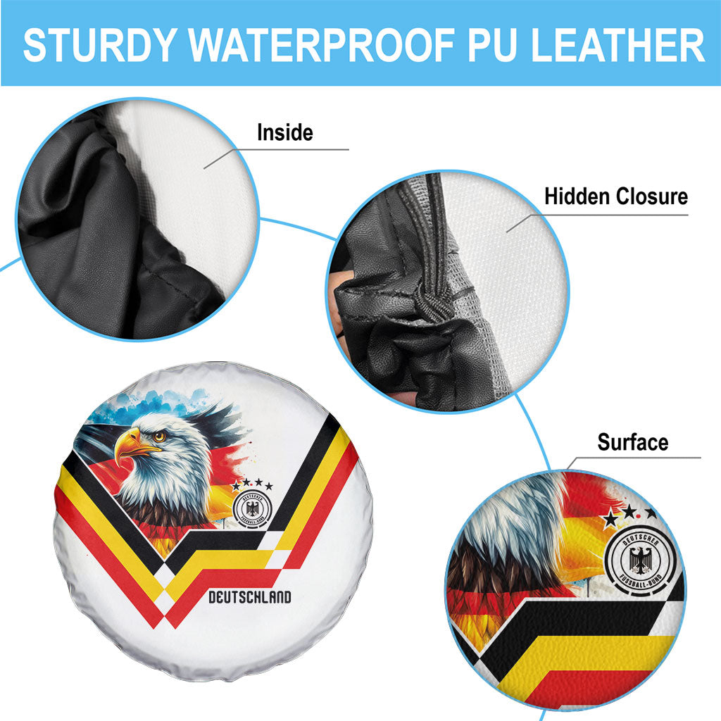 Germany National Football Spare Tire Cover Deutschland Eagle Watercolor Splash Geometric Flag Stripe Pattern Art