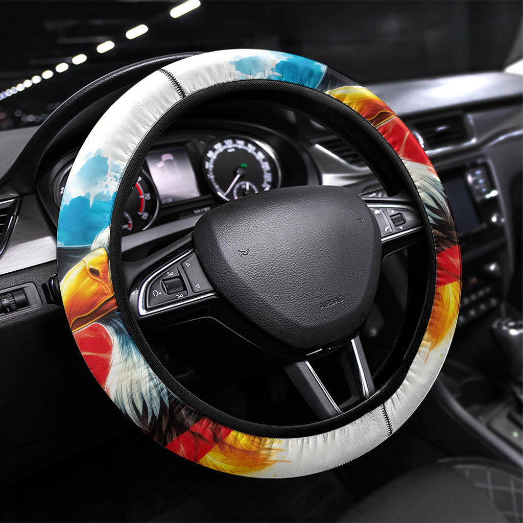 Germany National Football Steering Wheel Cover Deutschland Eagle Watercolor Splash Geometric Flag Stripe Pattern Art