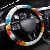 Germany National Football Steering Wheel Cover Deutschland Eagle Watercolor Splash Geometric Flag Stripe Pattern Art