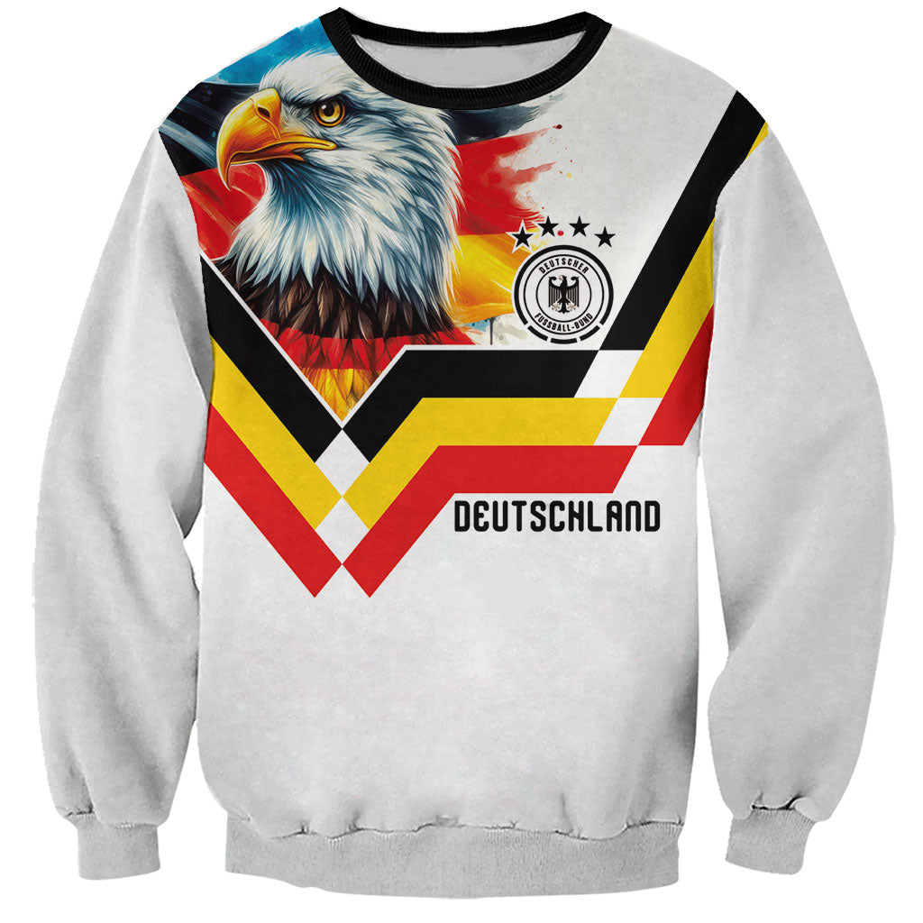 Custom Germany National Football Sweatshirt Deutschland Eagle Watercolor Splash Geometric Flag Stripe Pattern Art
