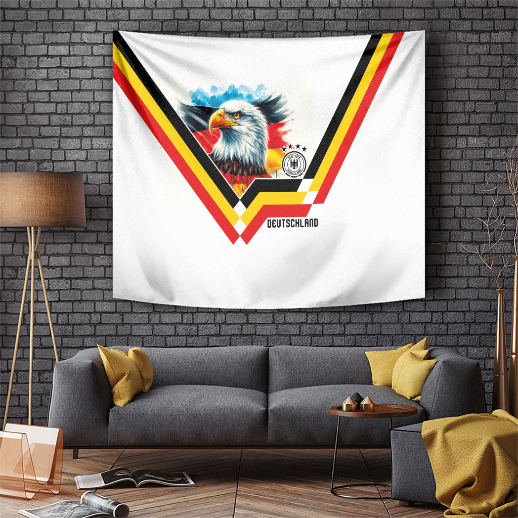 Germany National Football Tapestry Deutschland Eagle Watercolor Splash Geometric Flag Stripe Pattern Art