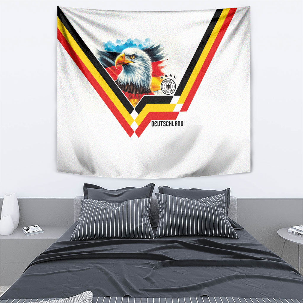 Germany National Football Tapestry Deutschland Eagle Watercolor Splash Geometric Flag Stripe Pattern Art
