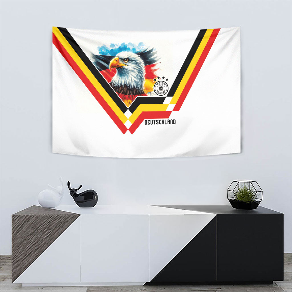 Germany National Football Tapestry Deutschland Eagle Watercolor Splash Geometric Flag Stripe Pattern Art