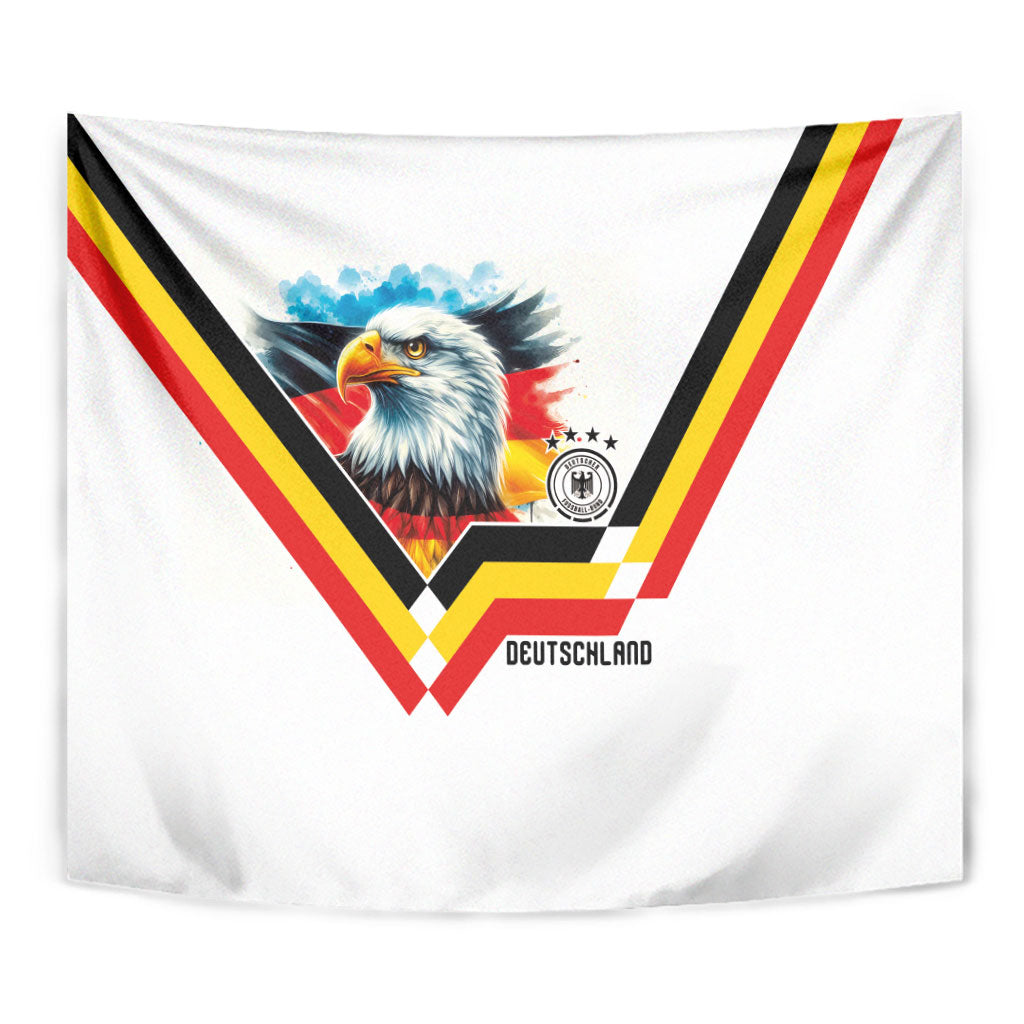 Germany National Football Tapestry Deutschland Eagle Watercolor Splash Geometric Flag Stripe Pattern Art