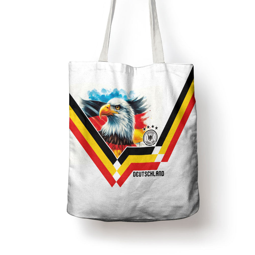 Germany National Football Tote Bag Deutschland Eagle Watercolor Splash Geometric Flag Stripe Pattern Art