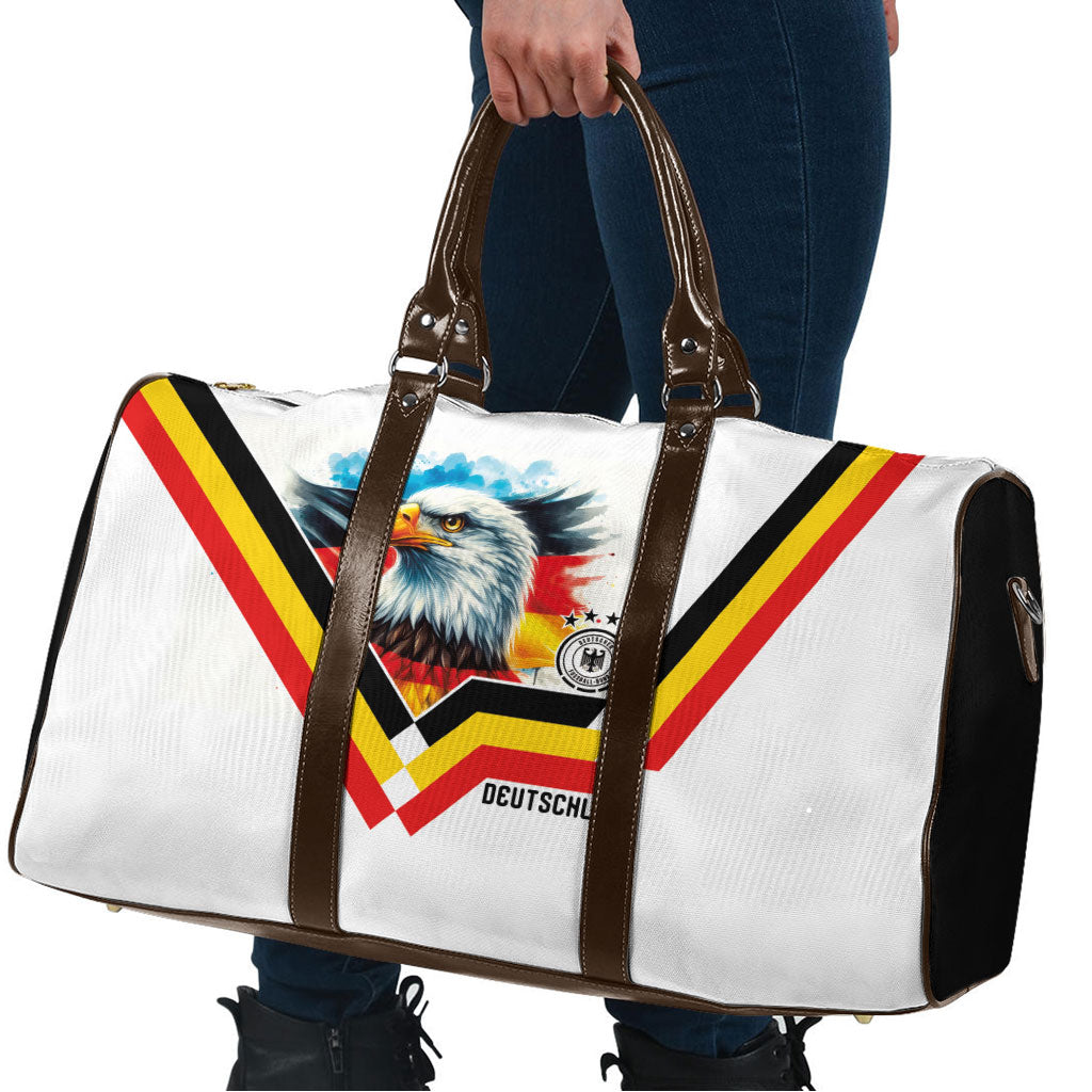 Germany National Football Travel Bag Deutschland Eagle Watercolor Splash Geometric Flag Stripe Pattern Art