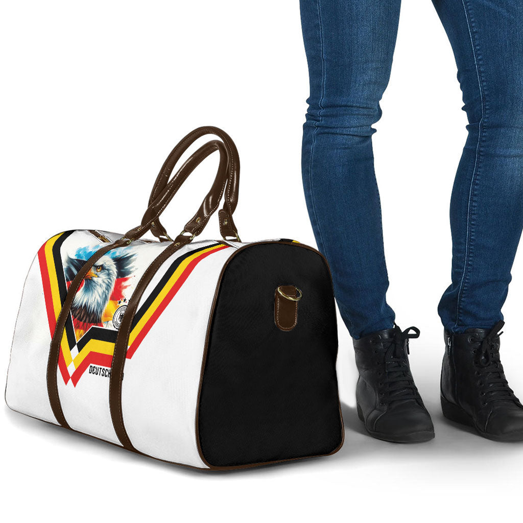 Germany National Football Travel Bag Deutschland Eagle Watercolor Splash Geometric Flag Stripe Pattern Art