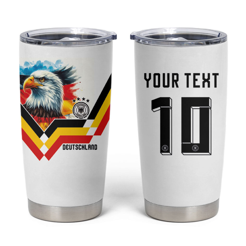 Custom Germany National Football Tumbler Cup Deutschland Eagle Watercolor Splash Geometric Flag Stripe Pattern Art