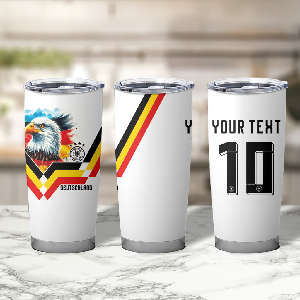Custom Germany National Football Tumbler Cup Deutschland Eagle Watercolor Splash Geometric Flag Stripe Pattern Art