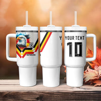 Custom Germany National Football Tumbler With Handle Deutschland Eagle Watercolor Splash Geometric Flag Stripe Pattern Art