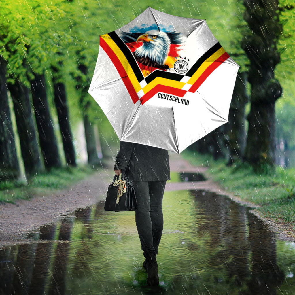 Germany National Football Umbrella Deutschland Eagle Watercolor Splash Geometric Flag Stripe Pattern Art