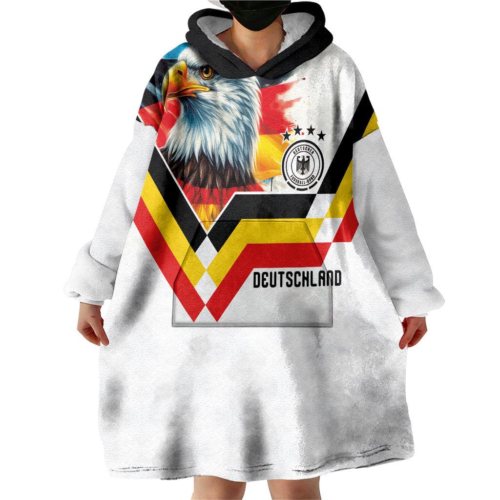Custom Germany National Football Wearable Blanket Hoodie Deutschland Eagle Watercolor Splash Geometric Flag Stripe Pattern Art