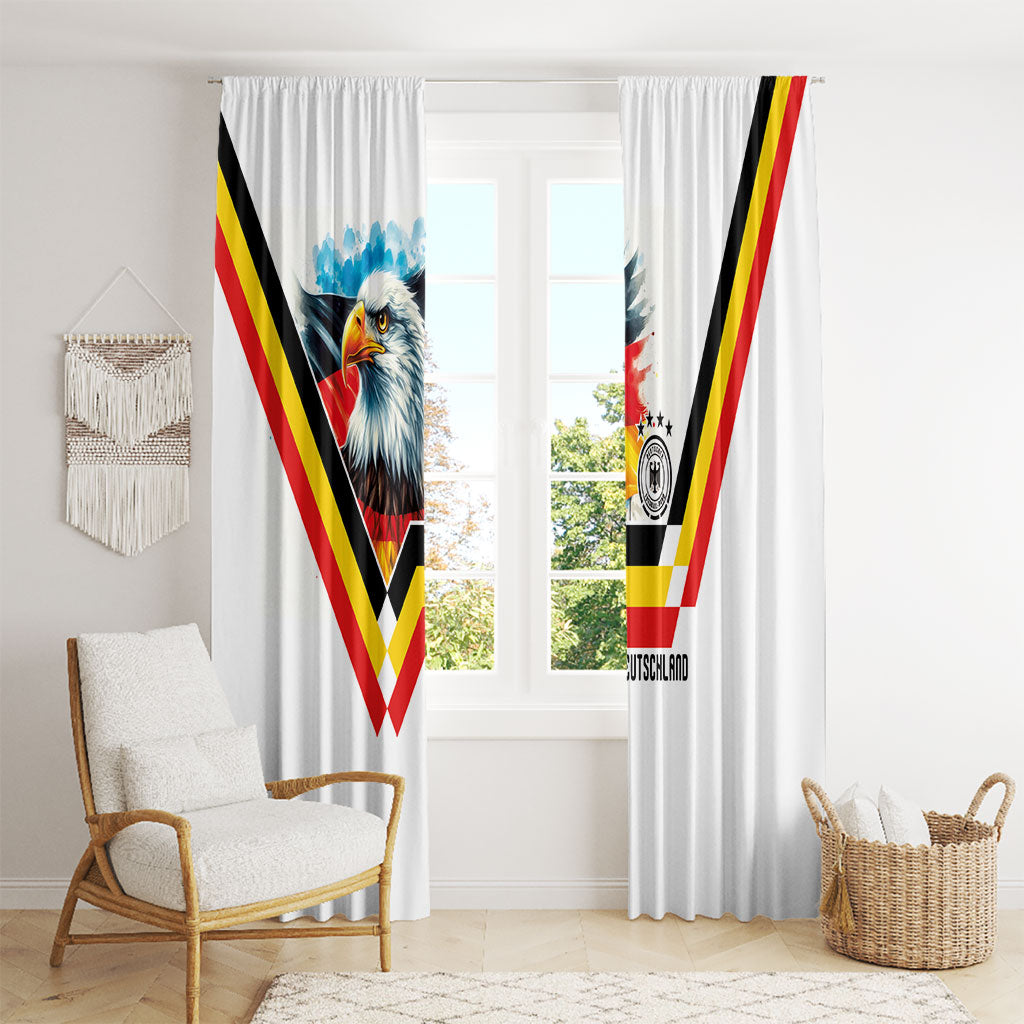 Germany National Football Window Curtain Deutschland Eagle Watercolor Splash Geometric Flag Stripe Pattern Art