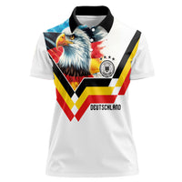 Custom Germany National Football Women Polo Shirt Deutschland Eagle Watercolor Splash Geometric Flag Stripe Pattern Art