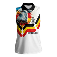 Custom Germany National Football Women Sleeveless Polo Shirt Deutschland Eagle Watercolor Splash Geometric Flag Stripe Pattern Art