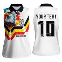 Custom Germany National Football Women Sleeveless Polo Shirt Deutschland Eagle Watercolor Splash Geometric Flag Stripe Pattern Art